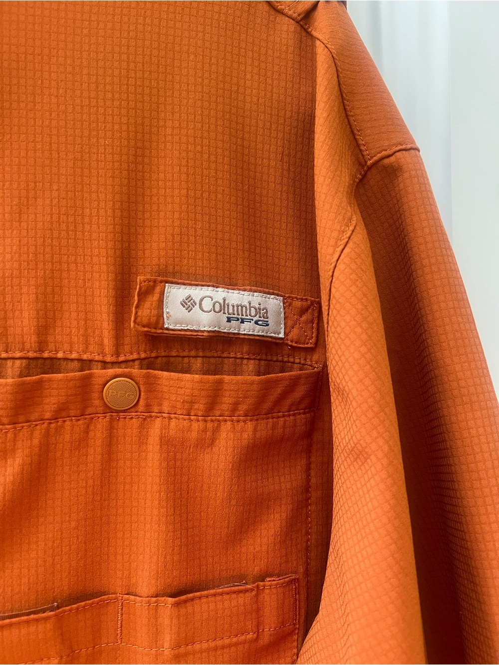 Columbia Men's Short-Sleeve Button-Down Shirt - Burnt Orange with White Logo - Picture 4 of 7